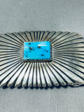 Mesmerizing Vintage Native American Navajo Morenci Turquoise Sterling Silver Huge Buckle-Nativo Arts