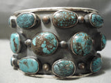 Supremely Rare Vintage Native American Navajo Green Bisbee Turquoise Sterling Silver Bracelet-Nativo Arts
