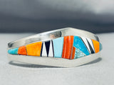 Rare Double Artist Signed Vintage Native American Navajo Turquoise Sterling Silver Bracelet-Nativo Arts