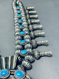 One Of The Best Native American Navajo Turquoise Sterling Silver Hogan Squash Blossom Necklace-Nativo Arts