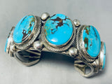 Awesome Native American Navajo Signed 5 Red Mountain Turquoise Sterling Silver Bracelet-Nativo Arts