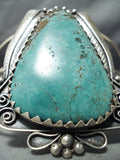 Towering Vintage Native American Navajo Green Teardrop Turquoise Sterling Silver Bracelet-Nativo Arts