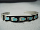 Animal Tracks Vintage Zuni Native American Navajo Turquoise Sterling Silver Bracelet-Nativo Arts