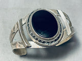 Huge Vintage Native American Navajo Black Onyx Sterling Silver Bracelet-Nativo Arts