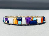 14k Gold Vintage Native American Navajo Rob Yellowhorse Inlay Turquoise Bracelet-Nativo Arts