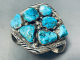 Massive Vintage Native American Navajo Morenci Turquoise Sterling Silver Bracelet-Nativo Arts