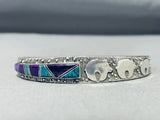 Bear Family Vintage Native American Navajo Turquoise Sugilite Sterling Silver Bracelet-Nativo Arts