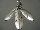 Native American Stunning Detailed Hand Carved Feathers Sterling Silver Neative American Pendant-Nativo Arts