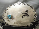 Important Vintage Native American Navajo Chee Antelope Turquoise Sterling Silver Concho Belt Old-Nativo Arts