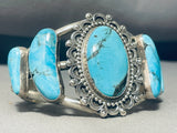 Important Vintage Native American Navajo Blue Diamond Turquoise Sterling Silver Bracelet-Nativo Arts