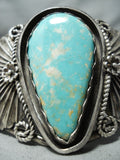 Incredible Vintage Native American Navajo Blue Gem Turquoise Sterling Silver Bracelet Old-Nativo Arts