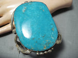 Giant Huge 200+ Gram Vintage Native American Navajo Rare Lake Turquoise Sterling Silver Bracelet-Nativo Arts