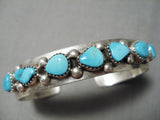 Amazing Vintage Native American Navajo Pilot Mountain Turquoise Sterling Silver Bracelet Old-Nativo Arts
