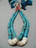 Early 1900's Vintage Native American Navajo Turquoise Nugget Heishi Jacla Necklace-Nativo Arts