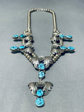Very Brare Tiered Turquoise Vintage Native American Navajo Sterling Silver Necklace-Nativo Arts