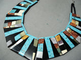 Native American Intricate Huge Detailed Santo Domingo Turquoise Sterling Silver Necklace-Nativo Arts