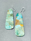 Tremendous Native American Navajo Turquoise Sterling Silver Dangle Earrings-Nativo Arts