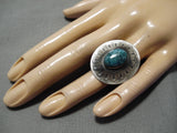 Amazing Vintage Navajo Round Hat Sterling Silver Native American Turquoise Ring-Nativo Arts