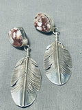 Native American The Most Unique Vintage Ben Begaye Sterling Silver Agate Earrings-Nativo Arts