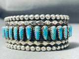 Tom Lowe Vintage Native American Navajo Teardrop Turquoise Sterling Silver Bracelet-Nativo Arts