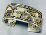 Dynamic Native American Navajo Sterling Silver & 12k Gold Storyteller Bracelet Signed-Nativo Arts