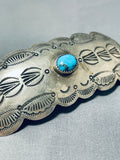 Beautiful Vintage Native American Navajo Kingman Turquoise Sterling Silver Barrette-Nativo Arts