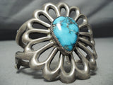 Tolino Vintage Native American Navajo Carico Lake Turquoise Sterling Silver Bracelet Old-Nativo Arts