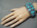 Huge Chunky Nugget Turquoise Vintage Native American Navajo Sterling Silver Bracelet-Nativo Arts