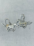 Impressive Native American Navajo Sterling Silver Horse Earrings-Nativo Arts