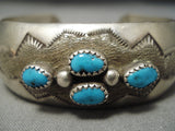 Amazing Vintage Native American Navajo Domed Turquoise Sterling Silver Sun Bracelet Old-Nativo Arts