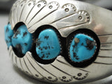 Advanced Design! Vintage Native American Navajo Turquoise Sterling Silver Bracelet Old-Nativo Arts