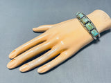 Native American Myra Nastacio Vintage Navajo Squared Royston Turquoise Sterling Silver Bracelet-Nativo Arts