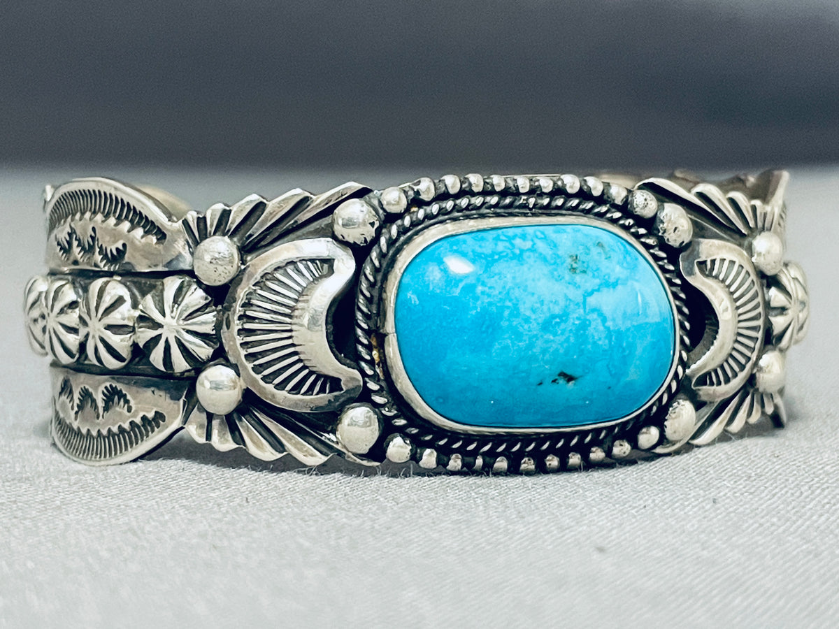 Victor Begay Vintage Native American Navajo Blue Gem Turquoise Sterlin ...