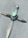 Impressive Vintage Native American Navajo Royston Turquoise Sterling Silver Cross Pendant-Nativo Arts