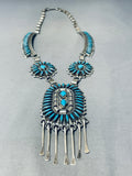 Jake Yazzie Important Vintage Native American Navajo Turquoise Sterling Silver Necklace-Nativo Arts