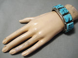 Fantastic Vintage Native American Navajo Sleeping Beauty Turquoise Sterling Silver Bracelet Old-Nativo Arts