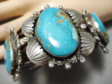 Museum Vintage Native American Navajo Old Morenci Turquoise Sterling Silver Bracelet Old-Nativo Arts