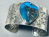 Stunning San Felipe Huge Pilot Mountain Turquoise Sterling Silver Bracelet-Nativo Arts
