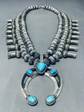 300 Gram Native American Navajo Turquoise Sterling Silver Squash Blossom Necklace-Nativo Arts