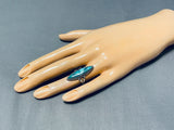 Linda Marble Amazing Vintage Native American Navajo Turquoise Sterling Silver Ring-Nativo Arts