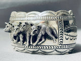 Wolfpack Native American Navajo Sterling Silver Highly Detailed Bracelet Cuff-Nativo Arts