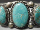 Museum Vintage Native American Navajo Graduating Royston Turquoise Sterling Silver Bracelet-Nativo Arts