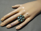 Huge Vintage Native American Navajo Royston Turquoise Snake Eyes Sterling Silver Ring-Nativo Arts