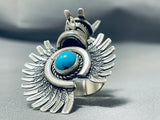 Phenomenal Native American Navajo Sleeping Beauty Turquoise Sterling Silver Kachina Ring-Nativo Arts