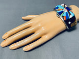 Monument Valley Native American Navajo Turquoise Sterling Silver Inlay Bracelet-Nativo Arts