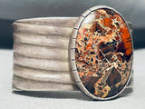 Important Vintage Native American Navajo Mosaic Japser Sterling Silver Bracelet Old-Nativo Arts