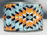 Best Rug Turquoise Inlay Vintage Native American Navajo Sterling Silver Bracelet-Nativo Arts