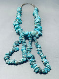 Very Rare Double Jacka Vintage Native American Navajo Turquoise Sterling Silver Necklace Old-Nativo Arts