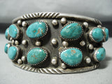 Rare Earlier Signed Vintage Native American Navajo Green Turquoise Sterling Silver Bracelet-Nativo Arts