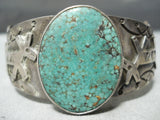 Paul Yellowhorse Vintage Native American Navajo Green Spider Turquoise Sterling Silver Bracelet-Nativo Arts